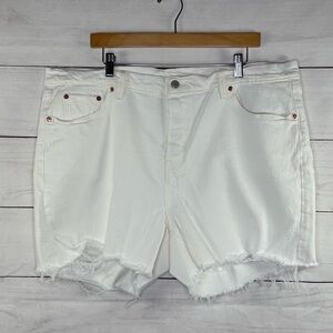 Levi 501 Frayed Hem White Jean Shorts for Women Size 20